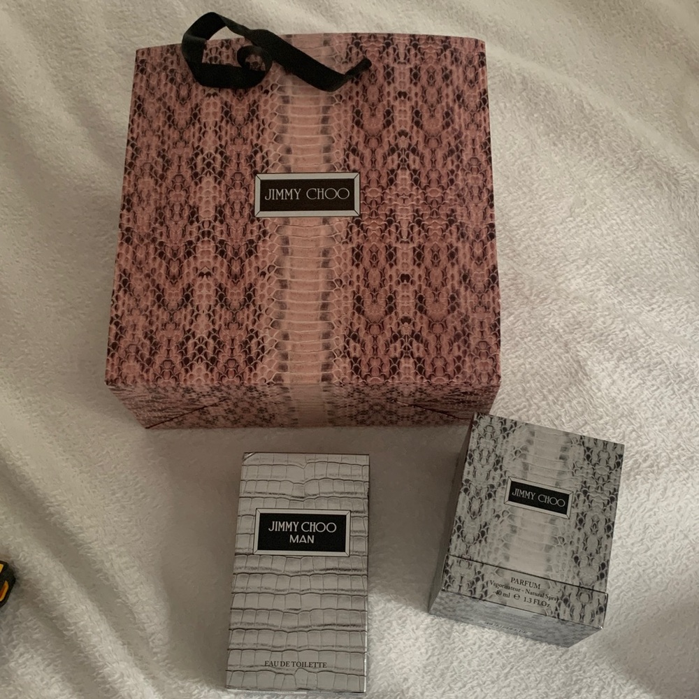 Jimmy Choo Pink and Brown Snake Print Bag